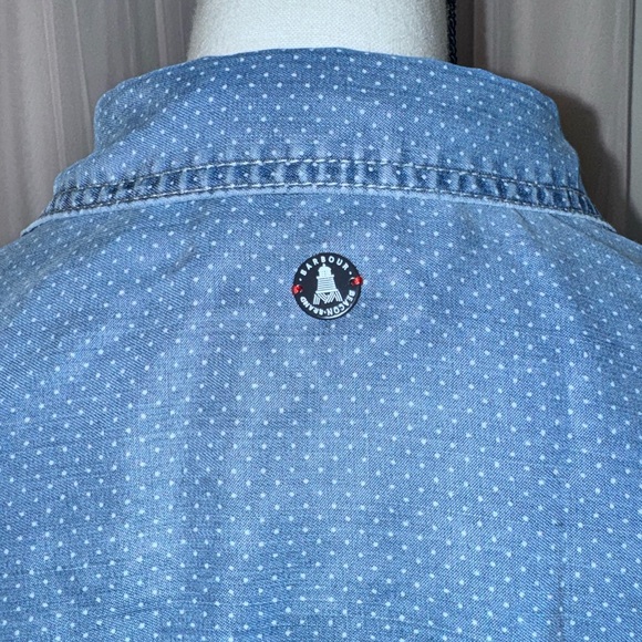 💥 BARBOUR sailboat poplin luxury chambray shirt women’s size medium 8 - Picture 13 of 17